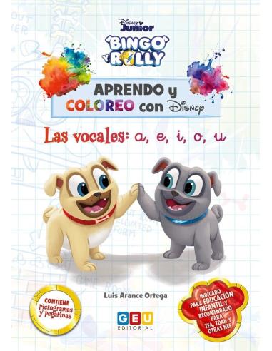 Aprendo y coloreo con Disney. Bingo y Rolly. Las vocales: a, e, i, o, u