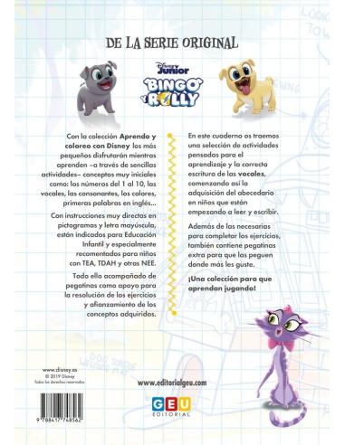 Aprendo y coloreo con Disney. Bingo y Rolly. Las vocales: a, e, i, o, u