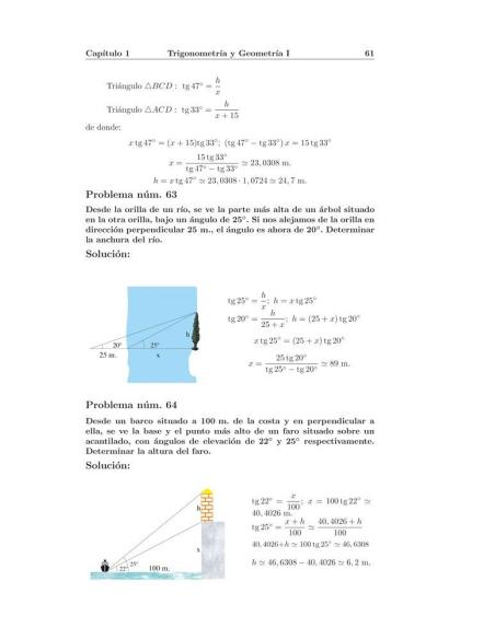 Compendio de problemas de matemáticas II. Trigonometría y Geometría I · Bachillerato