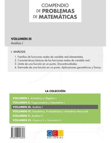 Compendio de problemas de matemáticas III. Análisis I · Bachillerato