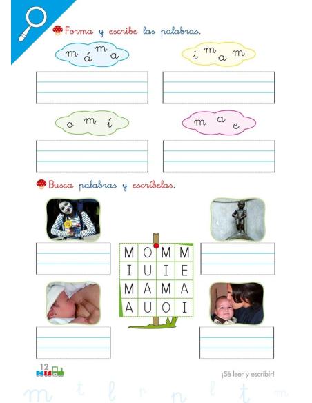 Cono-fonos 3: ¡Sé leer y escribir! Cuaderno 2: Consonantes m, l, p, t