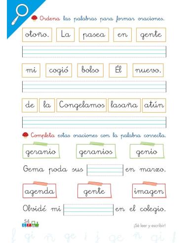 Cono-fonos 3: ¡Sé leer y escribir! Cuaderno 6: Consonantes f, ñ, g, j, ge-gi