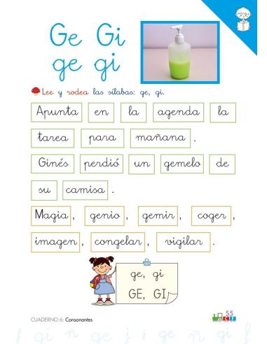 Cono-fonos 3: ¡Sé leer y escribir! Cuaderno 6: Consonantes f, ñ, g, j, ge-gi