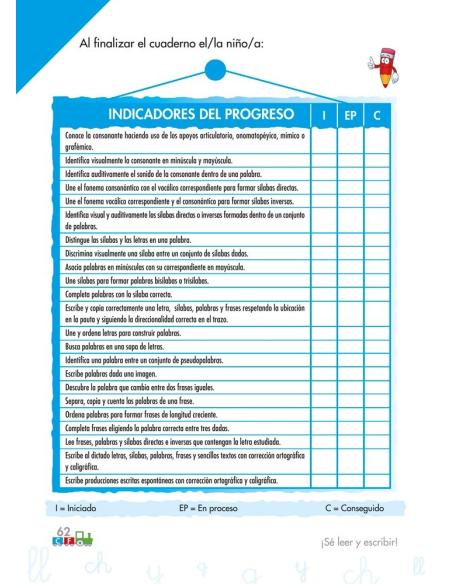 Cono-fonos 3: ¡Sé leer y escribir! Cuaderno 7: Consonantes ll, y, g, ch
