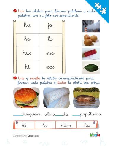 Cono-fonos 3: ¡Sé leer y escribir! Cuaderno 8: Consonantes h, x, w