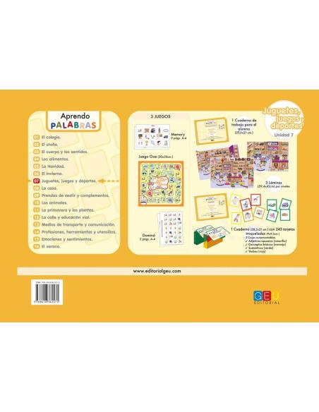 Aprendo palabras. Unidad 7: Juegos, juguetes y deportes