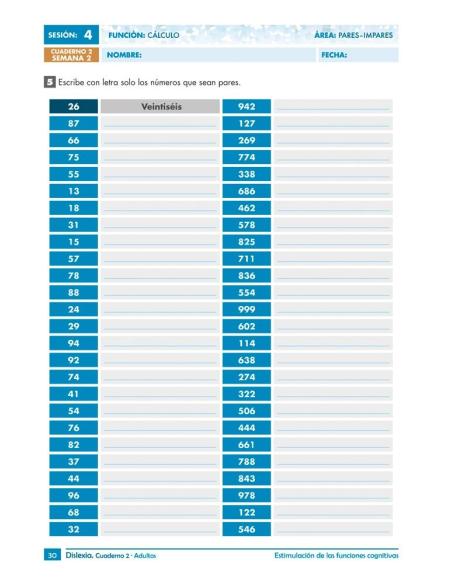Dislexia. Cuaderno 2 · Adultos