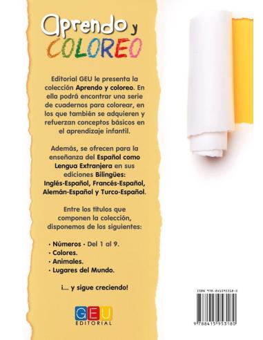 Aprendo y coloreo. Números del 1 al 9 · Numbers from 1 to 9 (español-inglés)