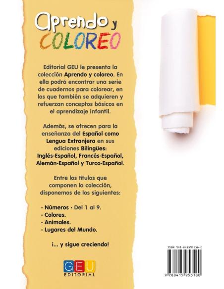 Aprendo y coloreo. Números del 1 al 9 · Numbers from 1 to 9 (español-inglés)