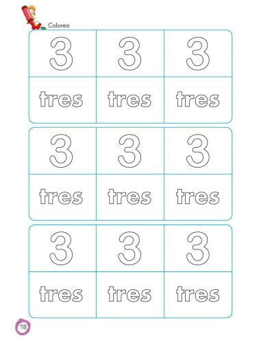 Aprendo y coloreo. Números del 1 al 9 · Numbers from 1 to 9 (español-inglés)