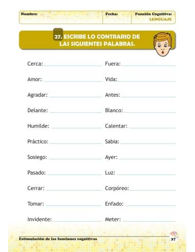 Estimulación de las funciones cognitivas. Nivel 1. Cuaderno 1: Lenguaje