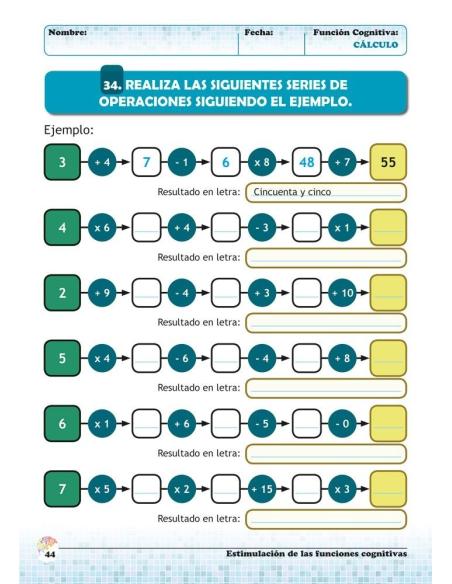 Estimulación de las funciones cognitivas. Nivel 1. Cuaderno 2: Cálculo