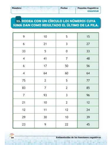 Estimulación de las funciones cognitivas. Nivel 1. Cuaderno 2: Cálculo