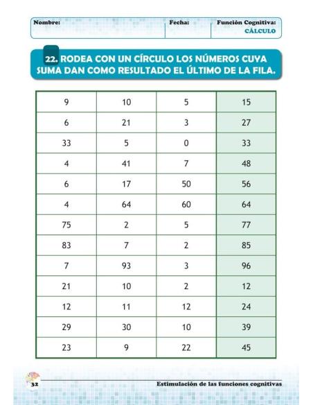 Estimulación de las funciones cognitivas. Nivel 1. Cuaderno 2: Cálculo