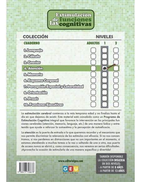 Estimulación de las funciones cognitivas. Nivel 1. Cuaderno 4: Atención