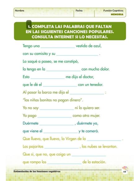 Estimulación de las funciones cognitivas. Nivel 1. Cuaderno 5: Memoria