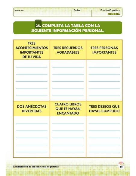 Estimulación de las funciones cognitivas. Nivel 1. Cuaderno 5: Memoria