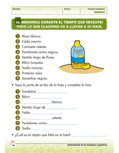 Estimulación de las funciones cognitivas. Nivel 1. Cuaderno 5: Memoria