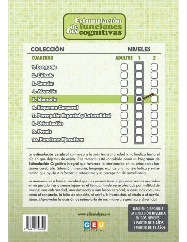 Estimulación de las funciones cognitivas. Nivel 1. Cuaderno 5: Memoria