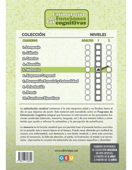 Estimulación de las funciones cognitivas. Nivel 1. Cuaderno 5: Memoria