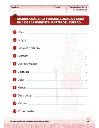 Estimulación de las funciones cognitivas. Nivel 1. Cuaderno 6: Esquema corporal