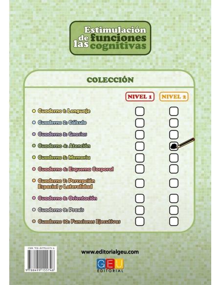 Estimulación de las funciones cognitivas. Nivel 2. Cuaderno 4: Atención