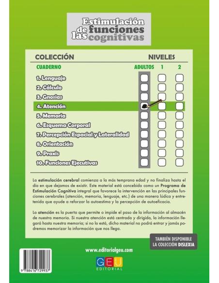Estimulación de las funciones cognitivas. Nivel adultos. Cuaderno 4: Atención