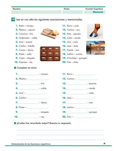 Estimulación de las funciones cognitivas. Nivel adultos. Cuaderno 5: Memoria