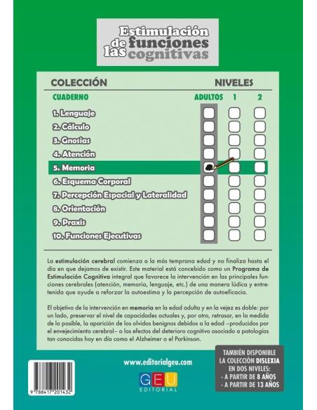 Estimulación de las funciones cognitivas. Nivel adultos. Cuaderno 5: Memoria