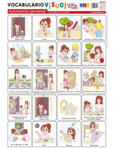Lámina de vocabulario visual. Autonomía personal: Actividades en la tarde 2