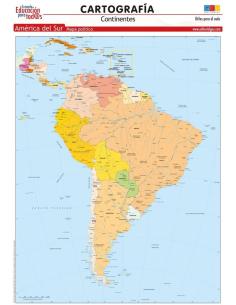 Mapa de América del Sur. Político