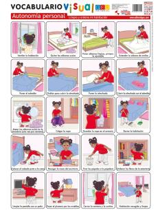 Lámina de vocabulario visual. Autonomía personal: Limpio y ordeno mi habitación