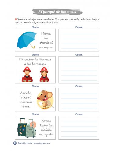 Expresión escrita. Las palabras salen fuera