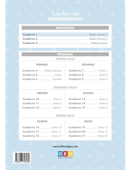 Lecturas comprensivas 1. Leo sílabas directas 1. Pauta cuadrícula