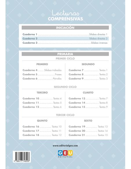 Lecturas comprensivas 2. Leo sílabas directas 2. Pauta cuadrícula