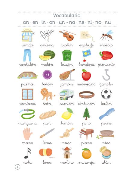 Lecturas comprensivas 3. Leo sílabas inversas. Pauta cuadrícula