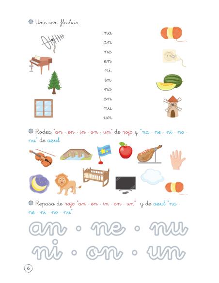 Lecturas comprensivas 3. Leo sílabas inversas. Pauta cuadrícula