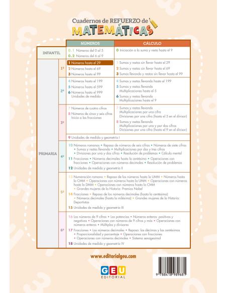 Cuaderno de refuerzo de matemáticas - Matemáticas comprensiva Números 1