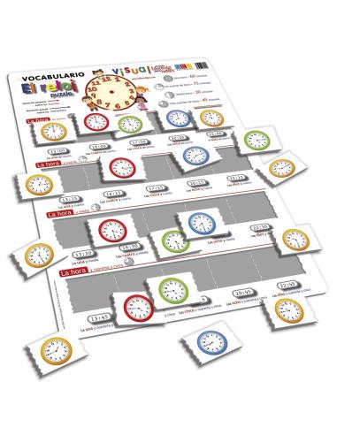 Lámina Didáctica de Vocabulario Visual. El reloj - Facilita  la comprensión gracias a las ilustraciones