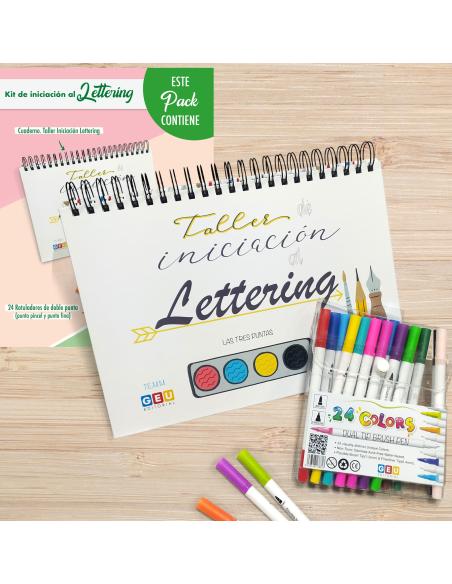 Pack rotuladores y cuaderno de lettering
