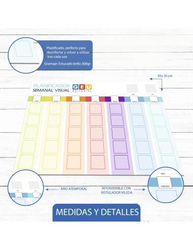 Planificador visual semanal con imagen real y...