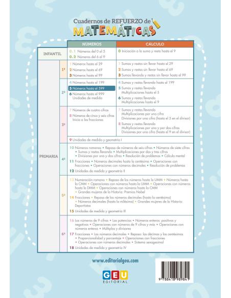 Cuaderno de Refuerzo de Matemáticas comprensivas. Números 5