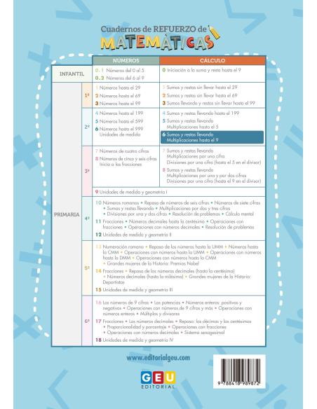 Cuadernos de refuerzo de matemáticas. Matemáticas comprensivas. Cálculo 6
