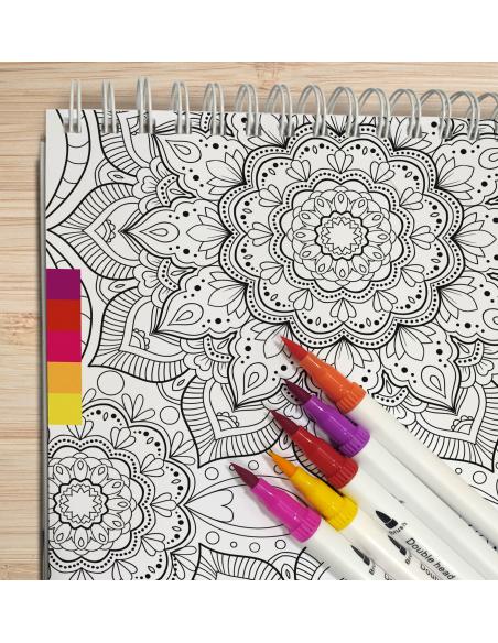 Kit mandalas: Cuaderno y 24 rotuladores de doble punta