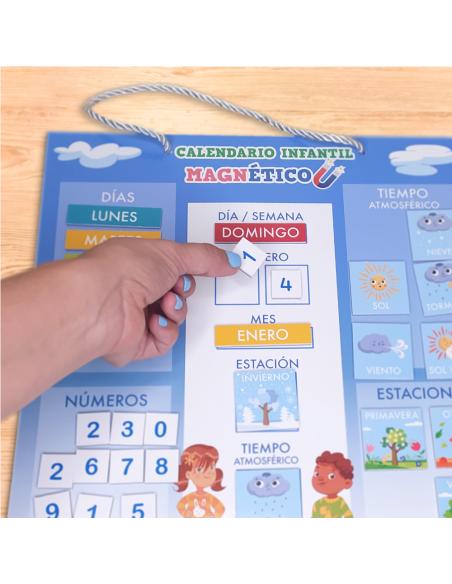 Calendario magnético infantil Montessori, Niños +5, Calendario educativo de pared