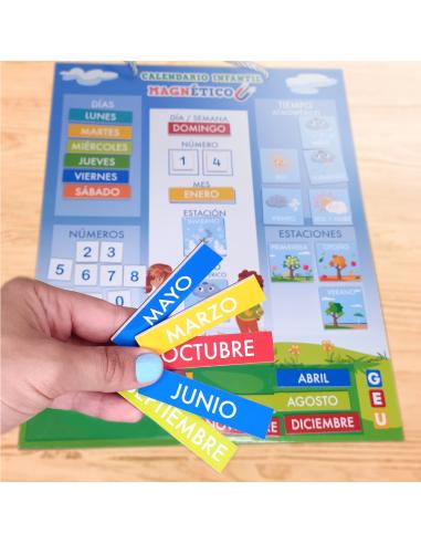 Calendario magnético infantil Montessori, Niños...