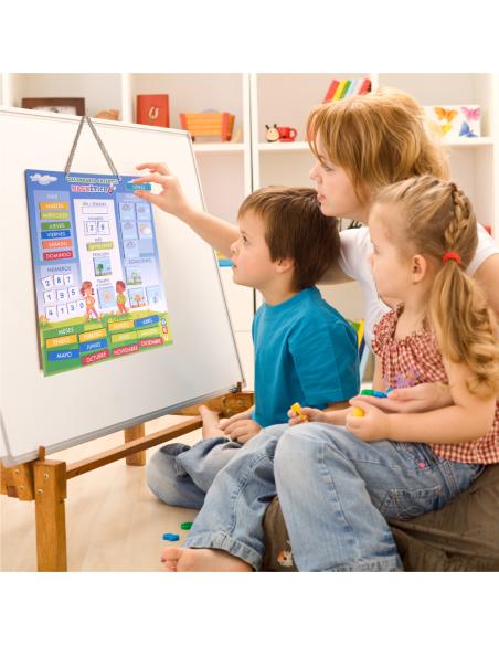 Calendario magnético infantil Montessori, Niños +5, Calendario educativo de pared