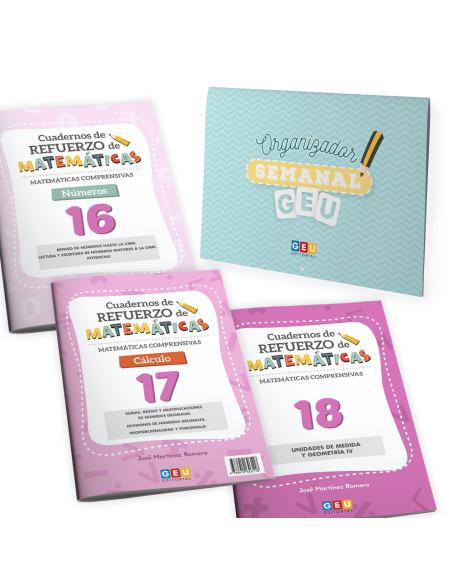 Repaso Matemáticas 6 Primaria | Matemáticas Comprensivas - Refuerzo de Matemáticas | Pack Cuadernos 16, 17 y 18 - Editorial GEU