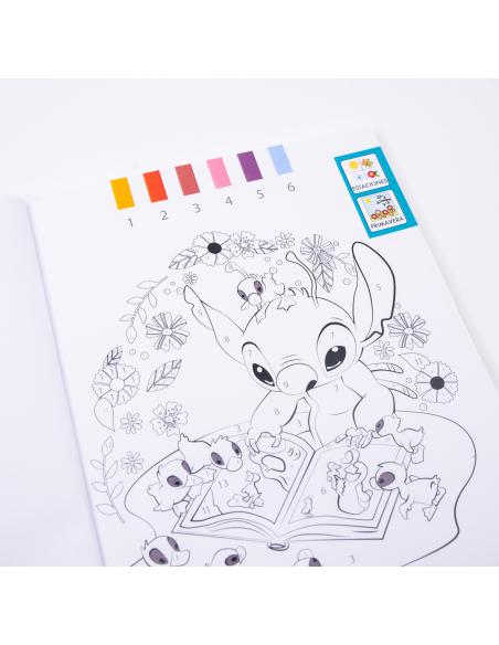 Kit Pintar por Números Stitch: Libro para Colorear Disney + 12 Lápices acuarelables - Manualidades stitch para calmar y relajar
