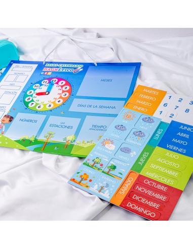 Calendario reloj magnético infantil.